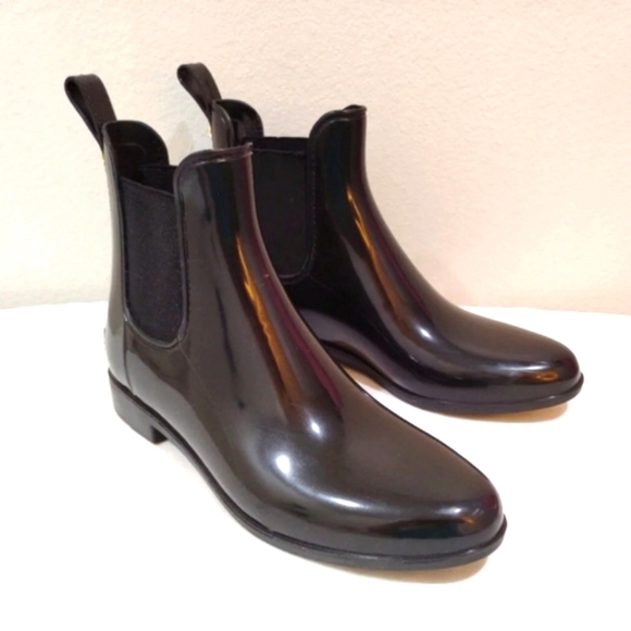 Sam Edelman Rain Booties Tinsley Black Gloss Shiny Chelsea Boots - Picture 1 of 14